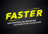 vector illustration modern sport alphabet and number font. Typography for racing and running