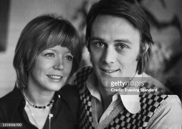 Welsh actress Angharad Rees and her husband, English actor Christopher Cazenove , UK, 23rd January 1974.