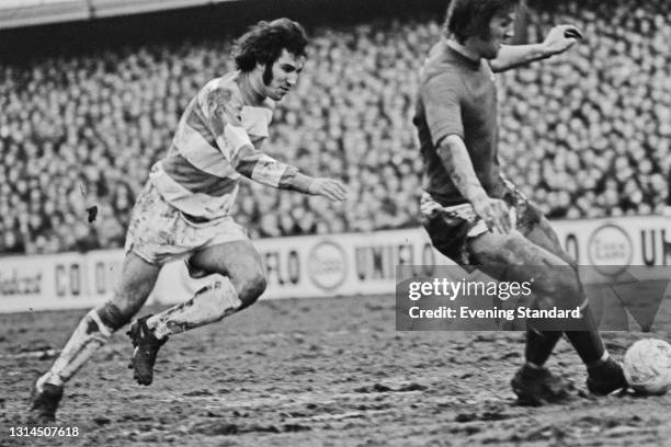 English footballer Gerry Francis of Queens Park Rangers during an FA Cup 3rd round replay against Chelsea at Loftus Road in London, UK, 15th January...