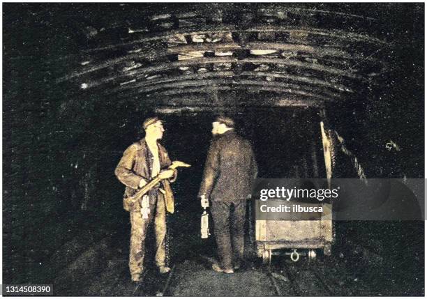 ilustrações, clipart, desenhos animados e ícones de fotografia antiga do império britânico: mina de carvão em midlands da inglaterra - coal miner