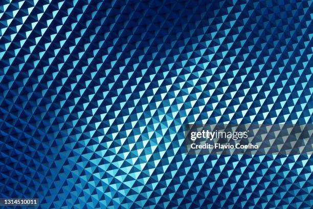 light effect on shiny blue grid abstract background - pyramide-geometrische-form stock-fotos und bilder