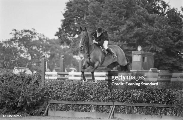 British equestrian Ann Moore during the European Show Jumping Championships at Hickstead, UK, 20th July 1973.