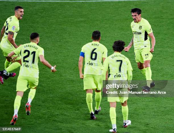 Stefan Savic of Club Atletico de Madrid celebrates after scoring goal during the La Liga Santander match between Athletic Club and Atletico de Madrid...