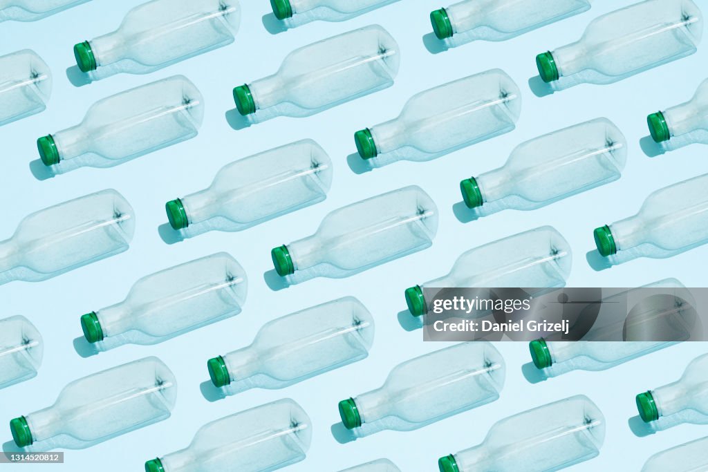 Pet bottles placed in a row