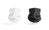 blank black and white neck gaiter mock up, front view