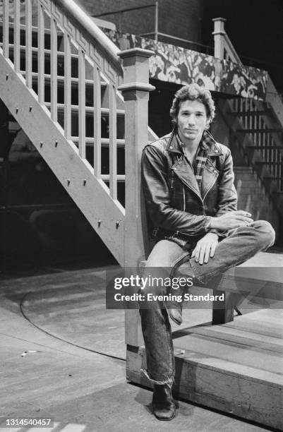 American actor Richard Gere in his role as Danny Zuko in the London stage musical 'Grease', UK, 1st August 1973.