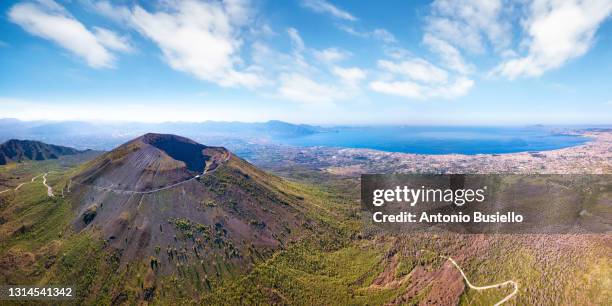 aerial view of mount vesuvius crater - history of capri stock pictures, royalty-free photos & images