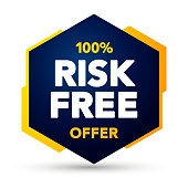 Vector Illustration 100 Percent Risk Free Offer Label. Modern Web Banner Element.