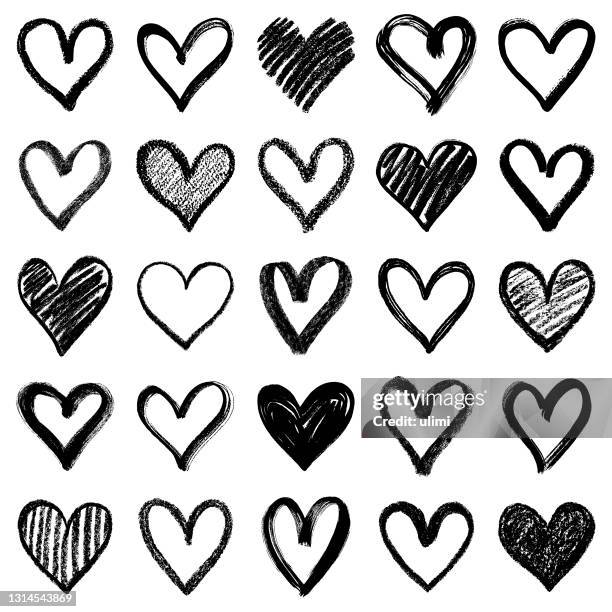 vector hearts - chalk drawing stock illustrations