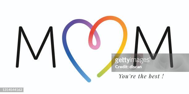 ilustrações de stock, clip art, desenhos animados e ícones de mom letters with abstract heart ribbon made from brush stroke. brush style, icon design. happy mother's day. - mothers day text art