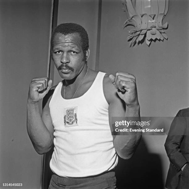 British boxer Neville Meade wearing the logo of the Amateur Boxing Association , UK, 25th September 1973.