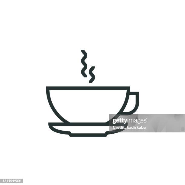 ilustrações de stock, clip art, desenhos animados e ícones de coffee line icon - mesa cafe manha