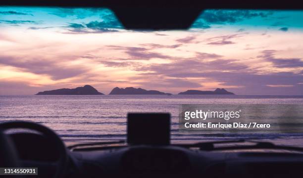 sunset from a motorhome - front view bildbanksfoton och bilder
