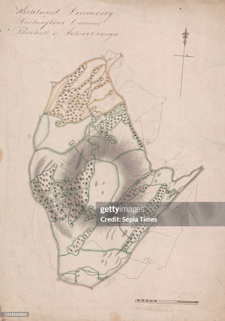 A Collection of Surveys of Scottish Estates of the Earl of Selkirk: Kirkland, Drumcroy, Auchenfloor, Cannee, Barhill and Silvercroigs, unknown artist, undated, Watercolor, gray wash, pen and black ink on slightly textured, moderately thick, cream wove pap