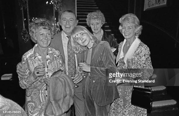 The cast of the British television sitcom 'Father Dear Father', UK, 21st September 1973. From left to right, actors Noel Dyson, Patrick Cargill,...