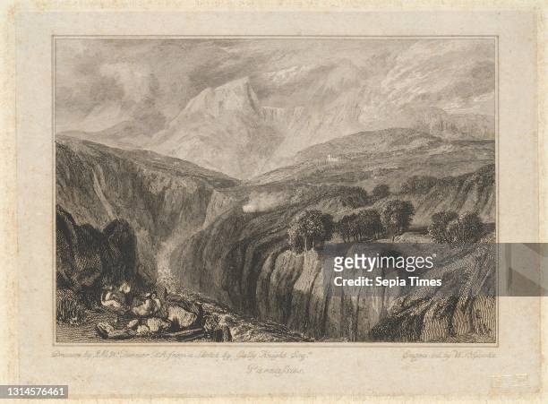 Addingham Mill on the Warfe, James C. Allen, active 1821–1831, British, after Joseph Mallord William Turner, 1775–1851, British Open etching and line...