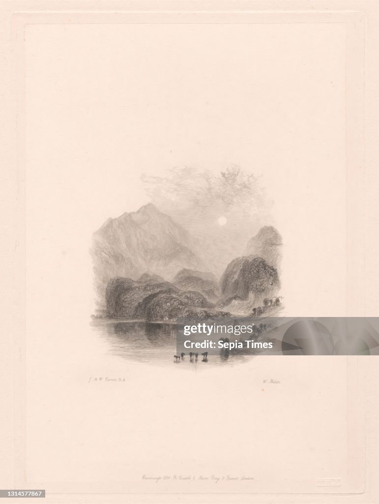 Loch Achray, Print made by William Miller, 1796–1882, British, after Joseph Mallord William Turner, 1775–1851, British, 1834, Line engraving on medium, slightly textured, cream wove paper with chine-collé