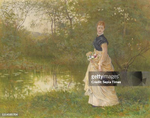 Beside the Lily-Pond, Henry Towneley Green, 1836–1899, British Watercolor and gouache over graphite on moderately thick, smooth, cream wove paper,...