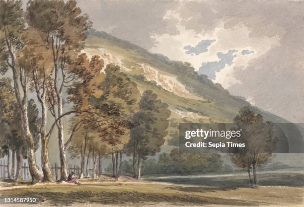 Landscape at Boxhill, Surrey, Alexander Monro, 1802–1844, undated, Watercolor over graphite on moderately thick, slightly textured, cream wove paper,...