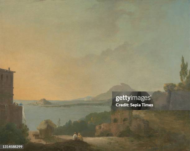 Cicero's Villa and the Gulf of Pozzuoli, Richard Wilson RA, 1714–1782, British, active in Italy , 1773 to 1780, Oil on canvas, Support : 17 × 21 1/4...