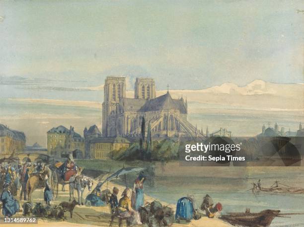 Notre Dame, Paris, Thomas Shotter Boys, 1803–1874, British, between 1831 and 1845, Watercolor on medium, slightly textured, cream wove paper, Sheet:...