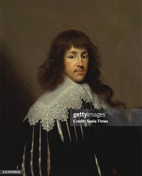 Portrait of a Man, probably Sir Francis Godolphin, Cornelius Johnson, 1593–1661, British Oil on canvas, Support : 31 x 24 1/2 inches , brocade,...