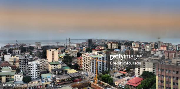 conakry city panorama - tombo island and kaloum peninsula peninsula, guinea - conakry imagens e fotografias de stock