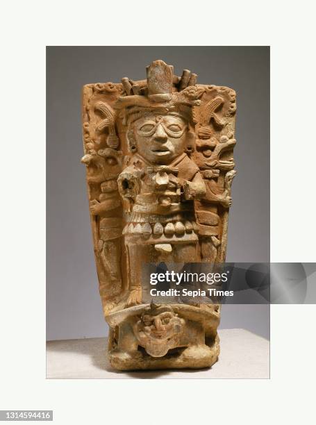 Censer Support, mid-7th–9th century, Mexico, Mesoamerica, Maya, Ceramic, H. 21 1/4 x W. 11 3/8 x D. 13 3/4 in. , Ceramics-Sculpture, This...