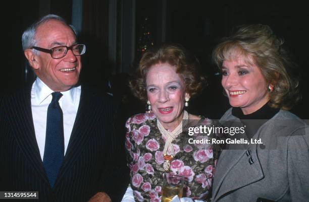 Malcolm Forbes, Brooke Astor and Barbara Walters attend Literacy Volunteers Gala at the Plaza Hotel in New York City on October 11, 1988.