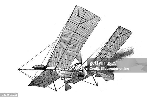 Aerodrome flying machine of Samuel Pierpont Langley / Aerodrome Flugmaschine von Samuel Pierpont Langley, Historisch, historical, digital improved...