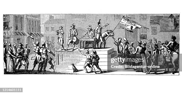 Announcement of the Patrie en danger, recruitment of volunteers, French Revolution, France, 1792 / Verkündigung des Patrie en danger, Anwerbung von...