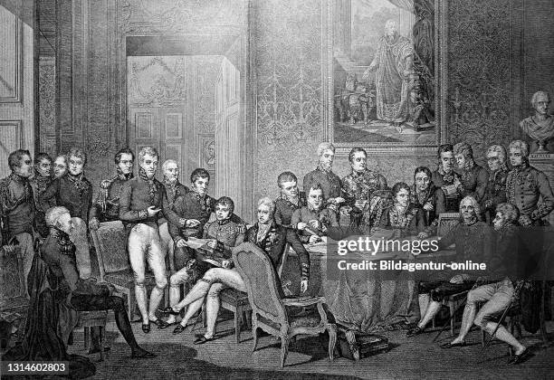 After the defeat of Napoleon Bonaparte in the coalition wars, the Congress of Vienna, from September 18 to June 9 reorganized Europe / Der Wiener...