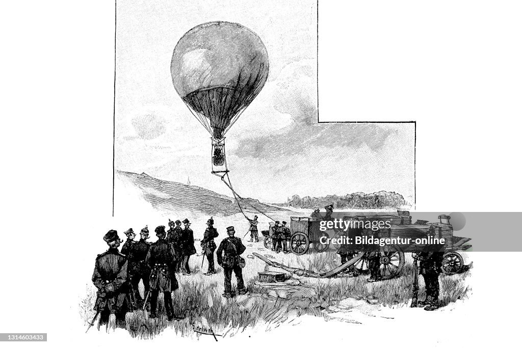 Rising of a captive balloon