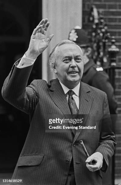British Labour politician Harold Wilson , the new Prime Minister of the United Kingdom, outside 10 Downing Street in London, UK, 12th March 1974.