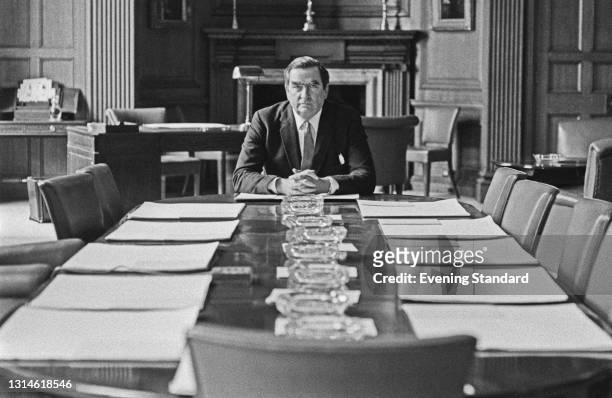 British Labour politician Denis Healey , the new Chancellor of the Exchequer in Harold Wilson's government, UK, 6th March 1974.