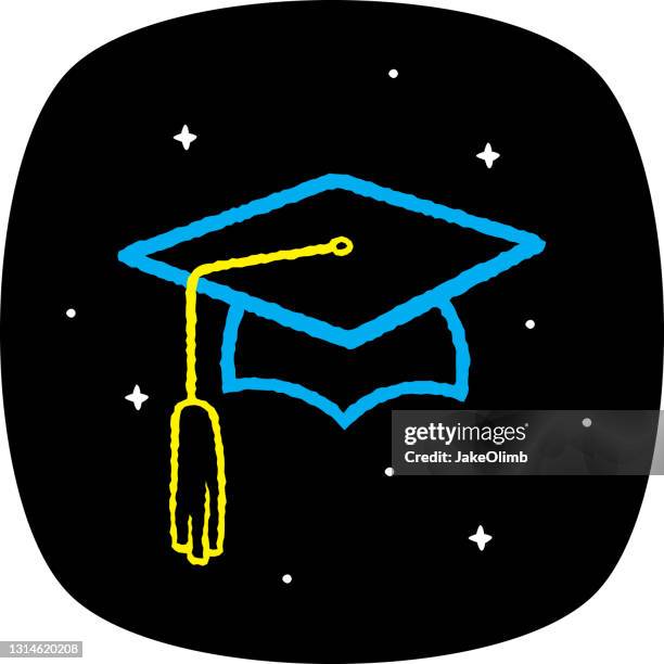 graduation cap doodle 3 - alumni stock illustrations
