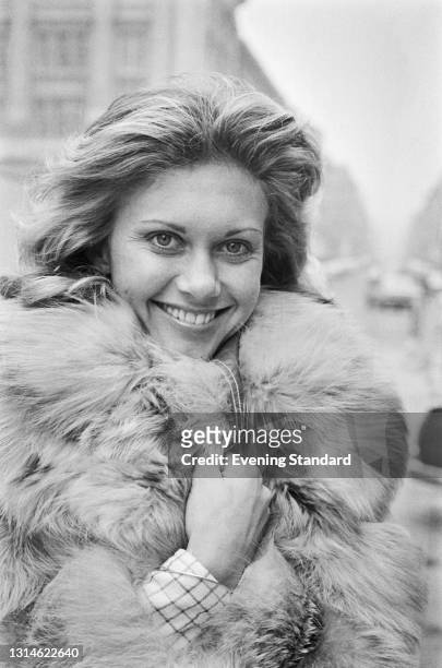 British-Australian singer and actress Olivia Newton-John, who is representing the United Kingdom in the 1974 Eurovision Song Contest with the son...
