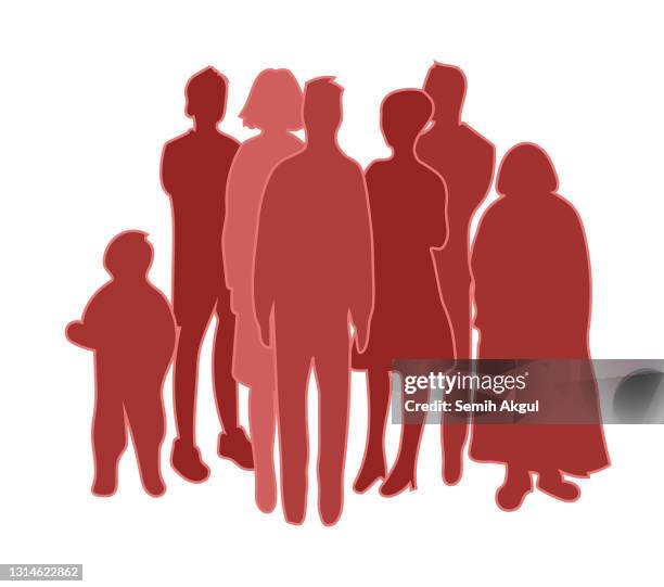 a group of people silhouette in mixed age range - different ages stock illustrations