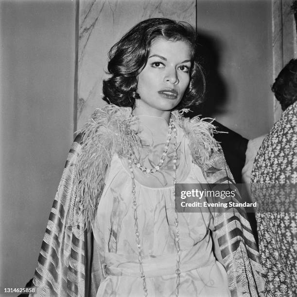 Nicaraguan model and actress Bianca Jagger, the wife of singer Mick Jagger of the Rolling Stones, attends the first night of the musical 'Billy' at...