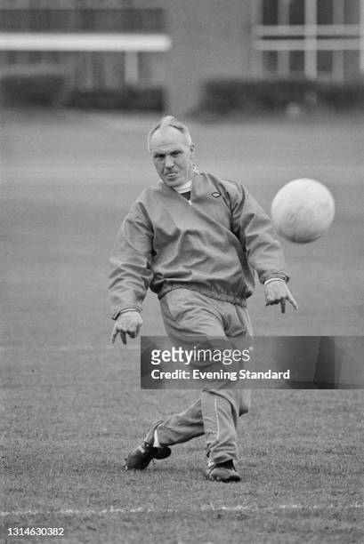 Bill Shankly , manager of Liverpool FC, training ahead of the 1974 FA Cup Final against Newcastle United at Wembley Stadium in London, UK, 3rd May...