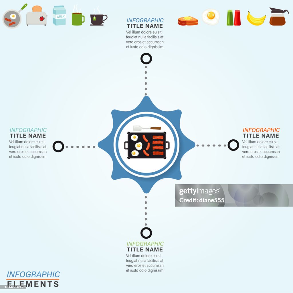 Infographic sjabloon met ontbijtpictogrammen