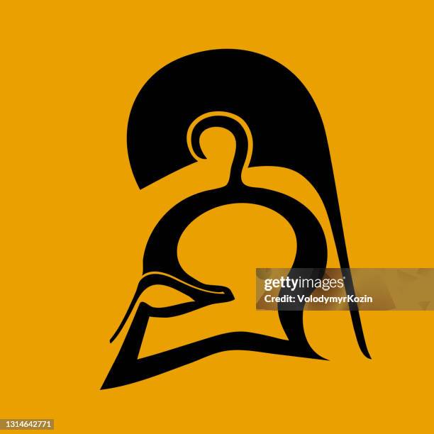 silhouette des korinthischen helms im flachen stil - corinthian stock-grafiken, -clipart, -cartoons und -symbole