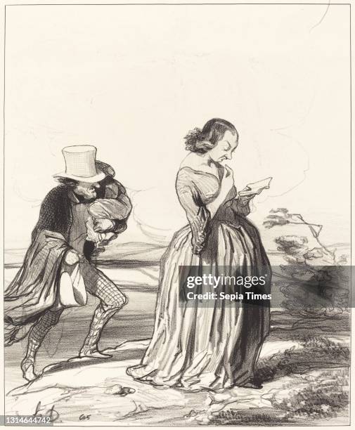 Honoré Daumier, , French, 1808 - 1879, Saperlotte!... Que je voudrais... Que ma femme ait fini..., Les Bas-bleus: pl.32, lithograph.