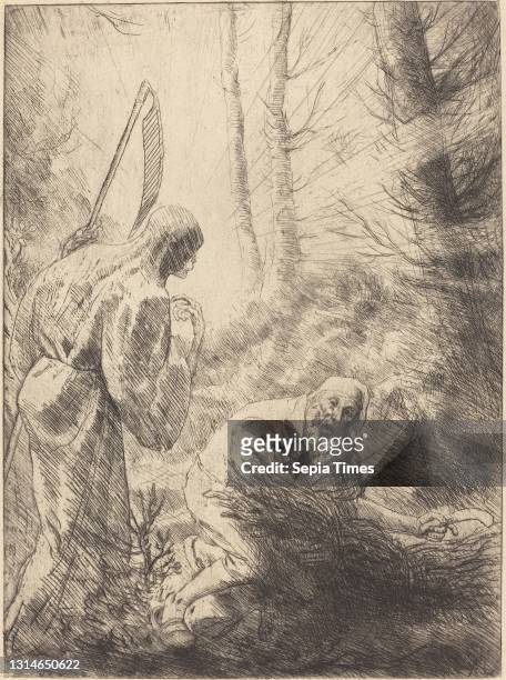 Alphonse Legros, , French, 1837 - 1911, Death and the Woodcutter, 2nd plate , etching? and drypoint.