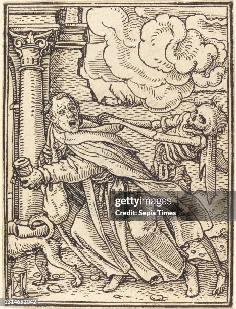 Hans Holbein the Younger, , German, 1497/1498 - 1543, The Mendicant Friar, Dance of Death, , woodcut.