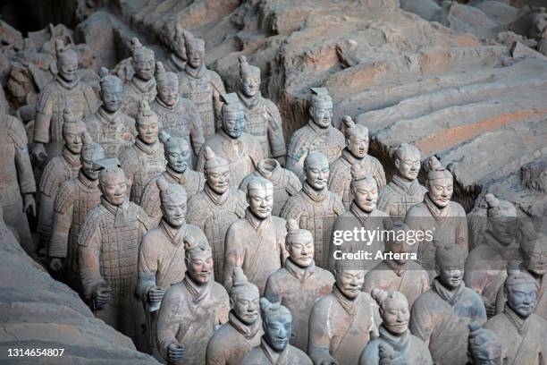 Terracotta Army, sculptures of soldiers depicting the armies of Qin Shi Huang, first Emperor of China near Xi'an / Sian, Lintong District, Shaanxi.