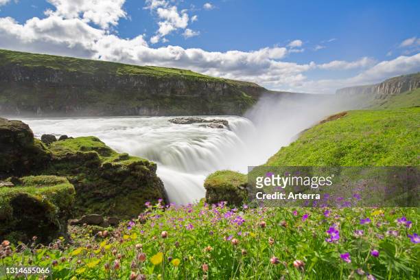 Gullfoss waterfall / Golden Falls located in the canyon of Hvítá river / White River, Haukadalur, southwest Iceland.