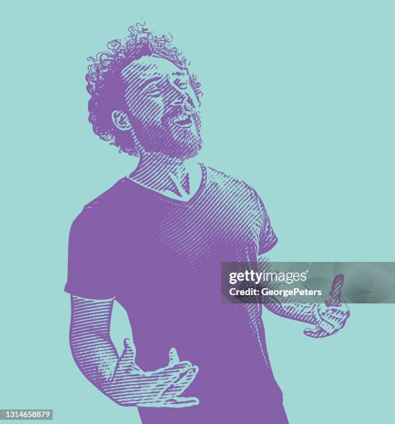 cheerful young man laughing. - sequential series stock illustrations