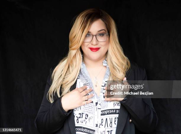 Celebrity Love Coach Nicole Moore poses for portrait at The Artists Project Host Wadjet PR & Jimeye Designs on April 26, 2021 in Los Angeles,...