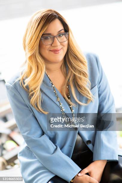 Celebrity Love Coach Nicole Moore poses for portrait at The Artists Project Host Wadjet PR & Jimeye Designs on April 26, 2021 in Los Angeles,...